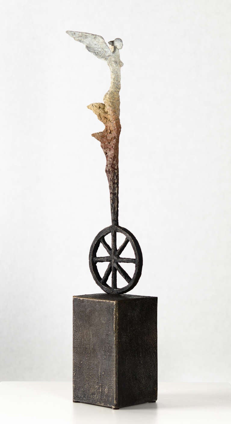 Gustavo Torres Figurative Sculpture - Angel on Wheel (Small)
