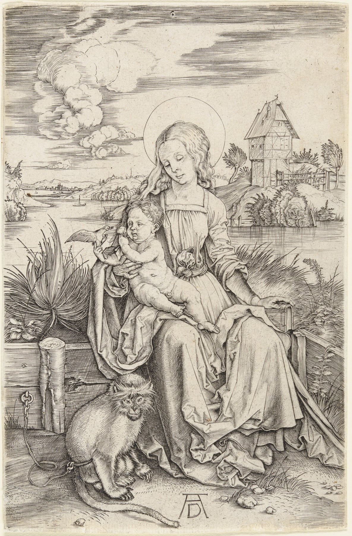 Figurative Print Albrecht Dürer - Madonna & Child With the Monkey (La Madone et l'enfant avec le singe)