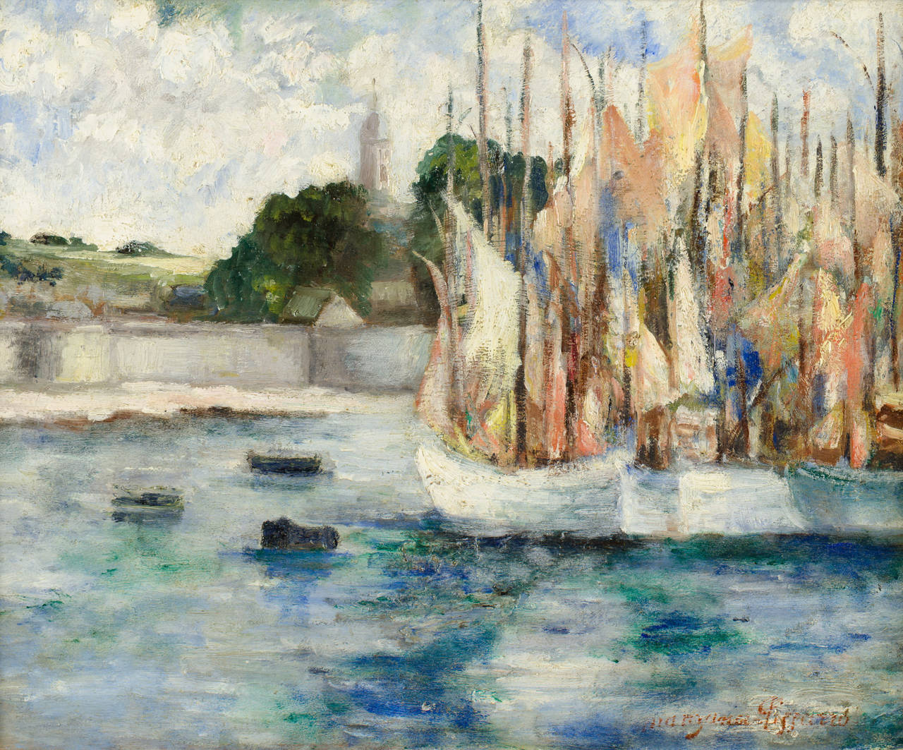 Georges Henri Manzana Pissarro Landscape Painting - Harbour Scene, Normandy