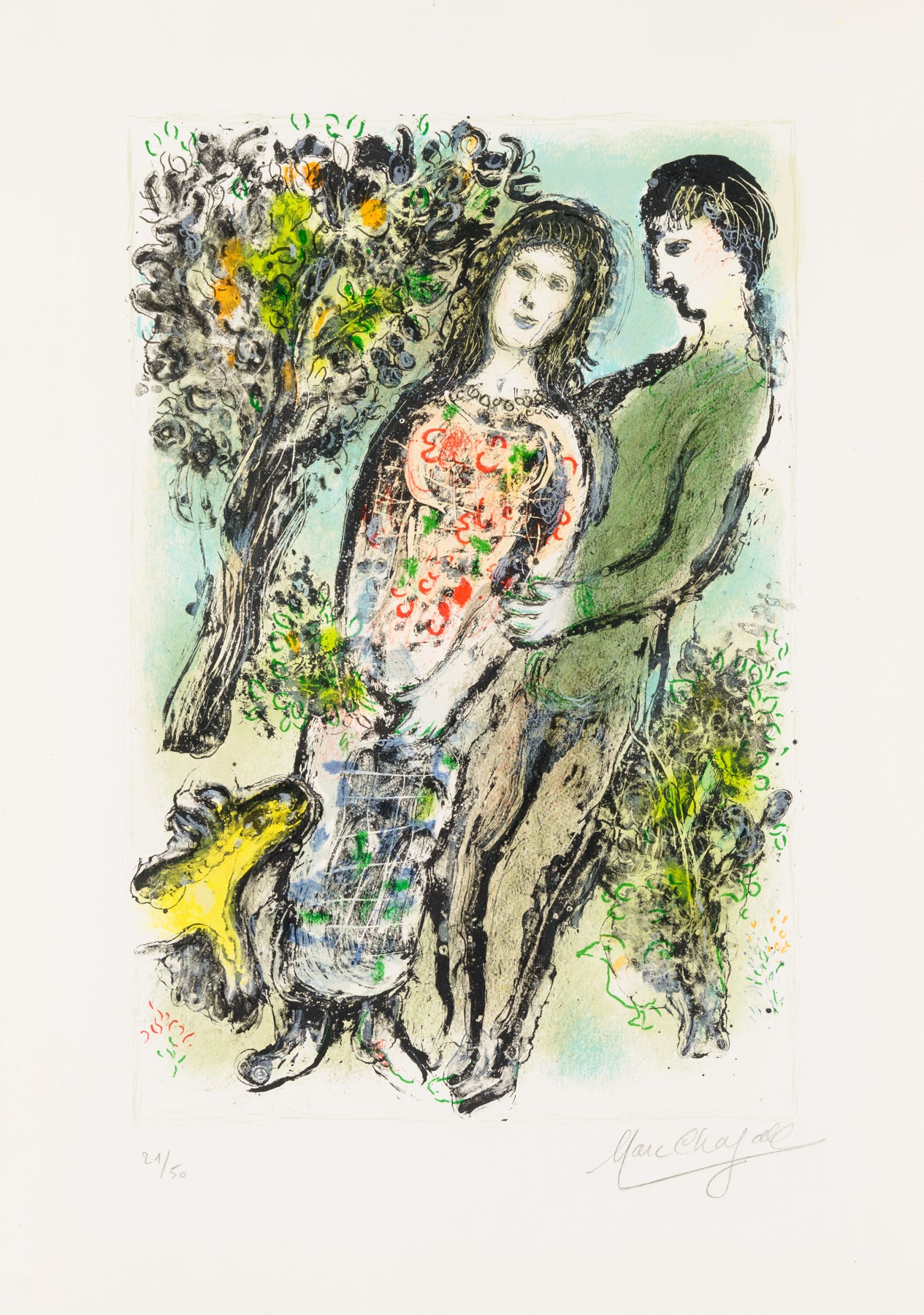 Marc Chagall Figurative Print - The Orange Tree