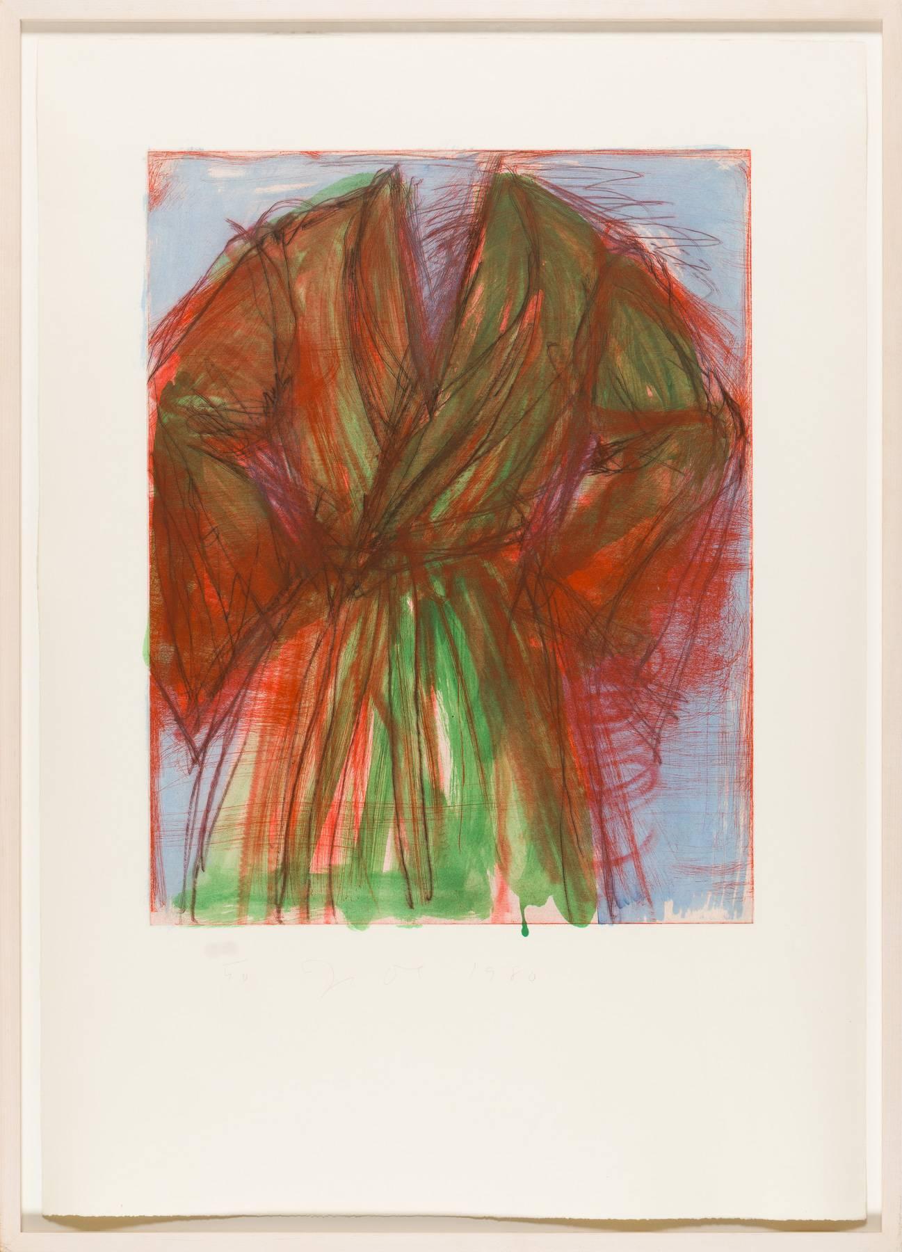Printing Outdoors - Brown Figurative Print by Jim Dine
