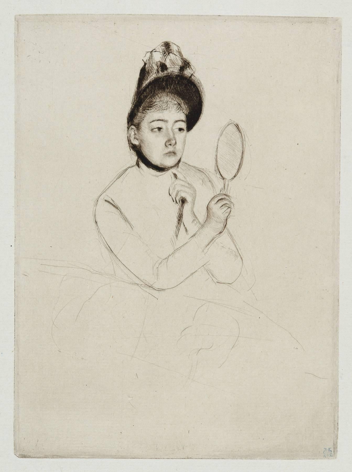 Mary Cassatt Figurative Print - The Bonnet