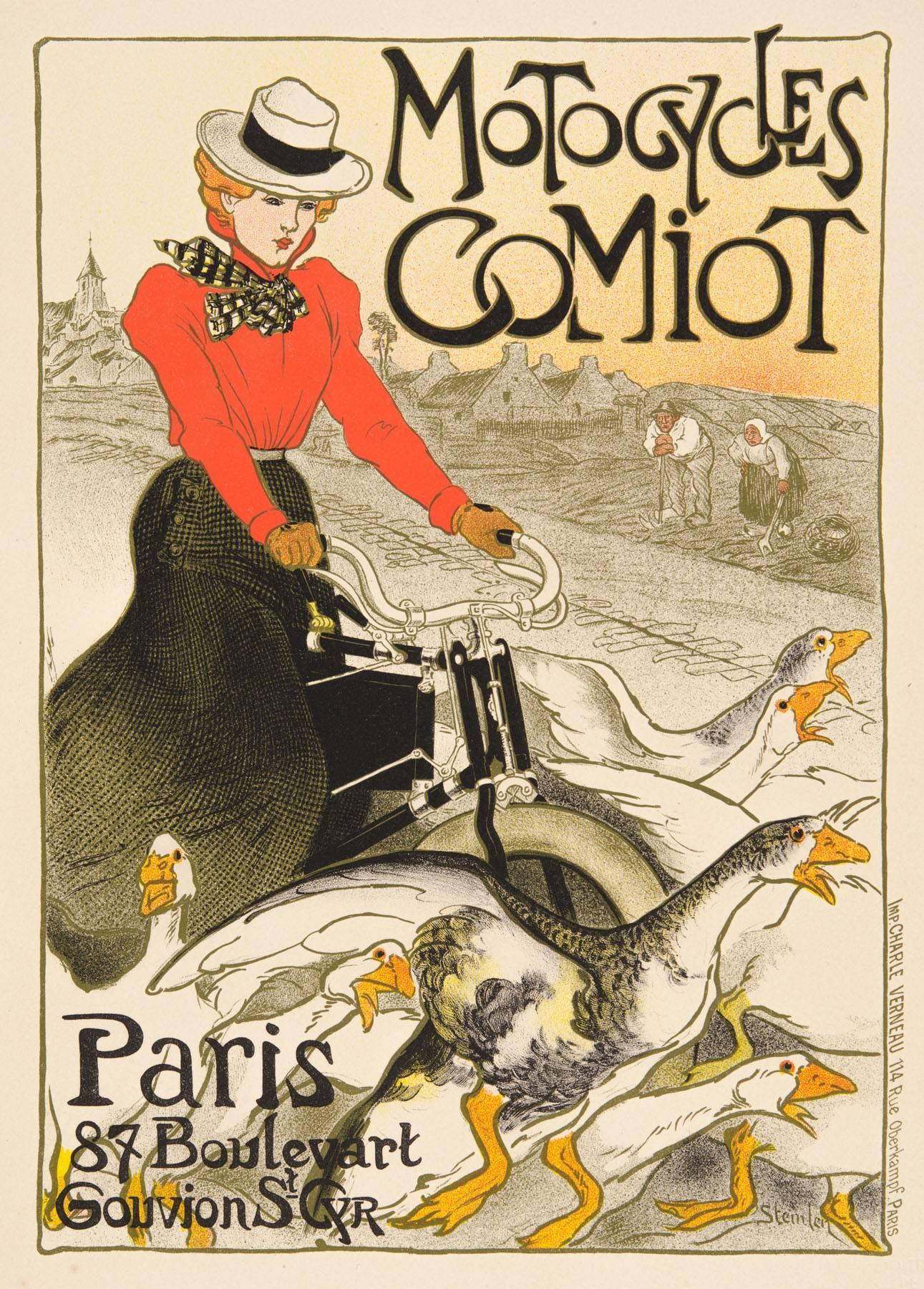 Théophile Alexandre Steinlen Figurative Print - Motocycles Comiot