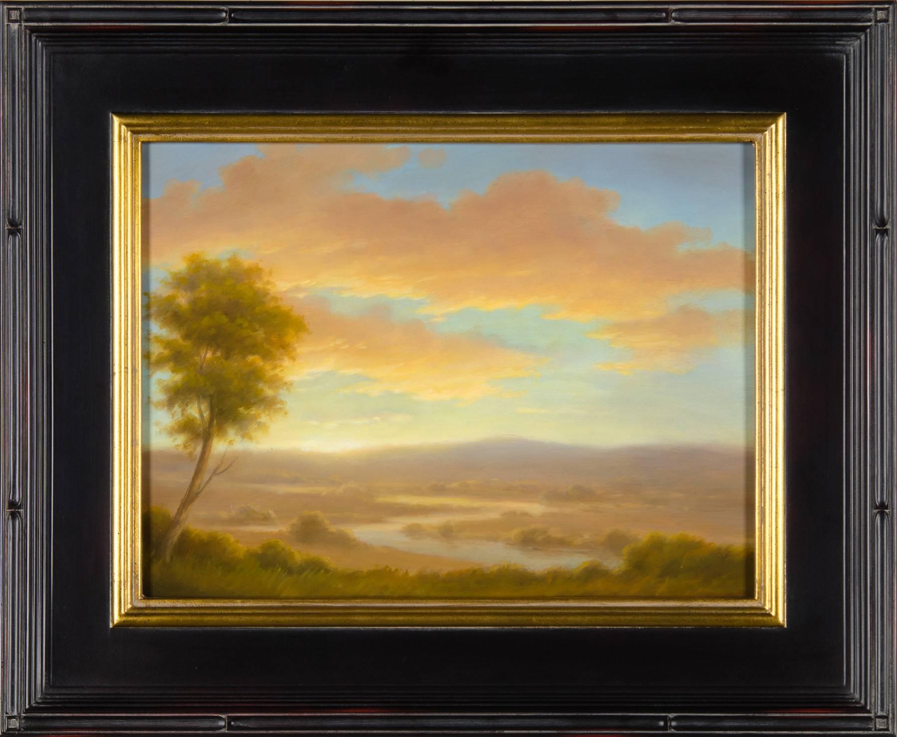 River Valley- Sonnenuntergang – Painting von Jane Bloodgood-Abrams