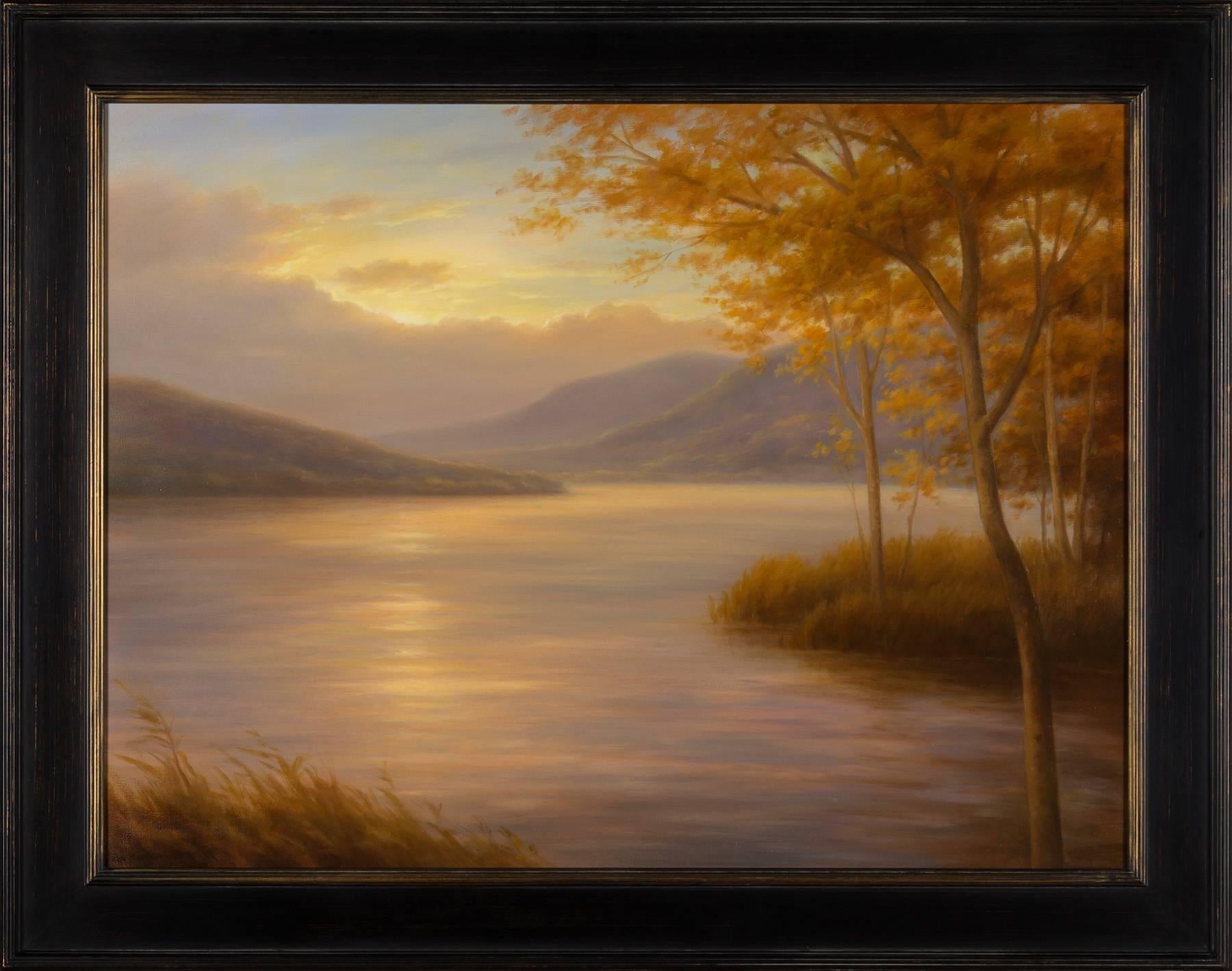 Water's Edge- Sunset - Painting by Jane Bloodgood-Abrams