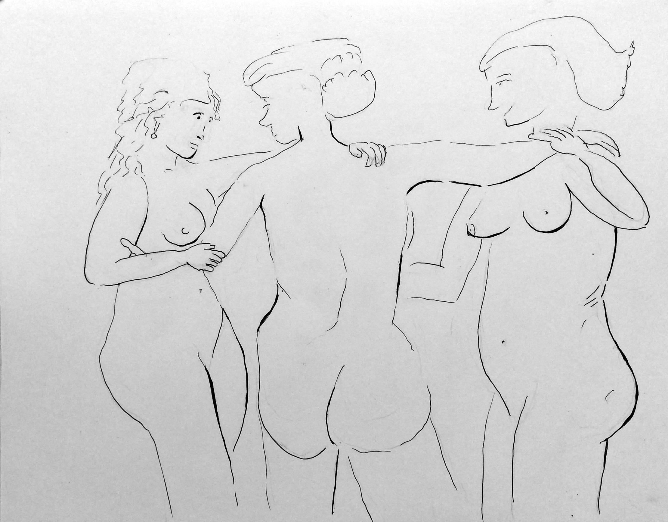 Jerry Wellman Nude - The Three Graces after Peter Paul Rubens