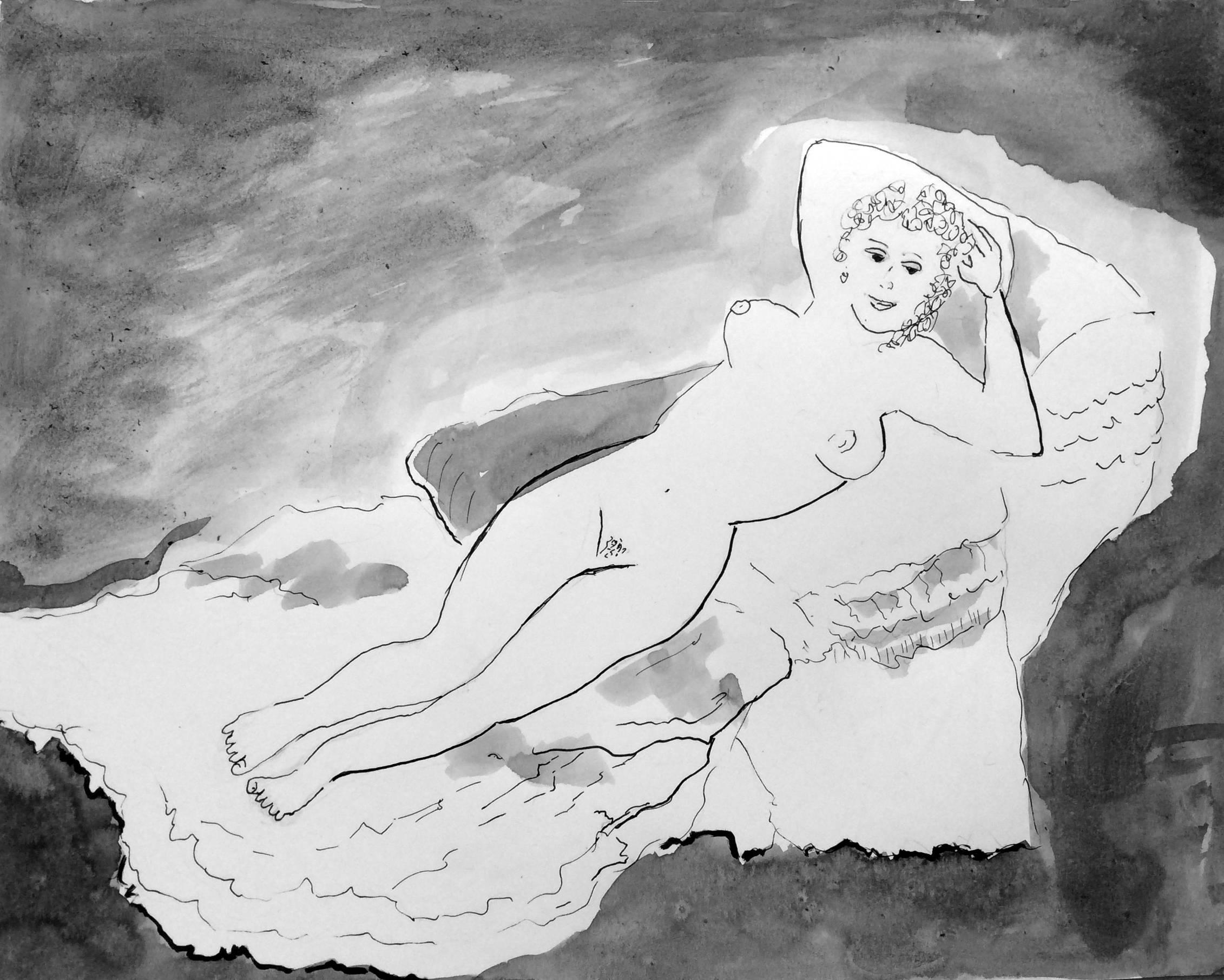 Jerry Wellman Figurative Art - The Naked Maja after Francisco de Goya