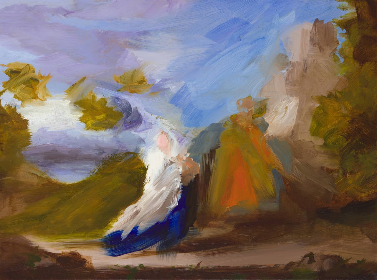 Flight I, (after Poussin) - Painting by Elise Ansel