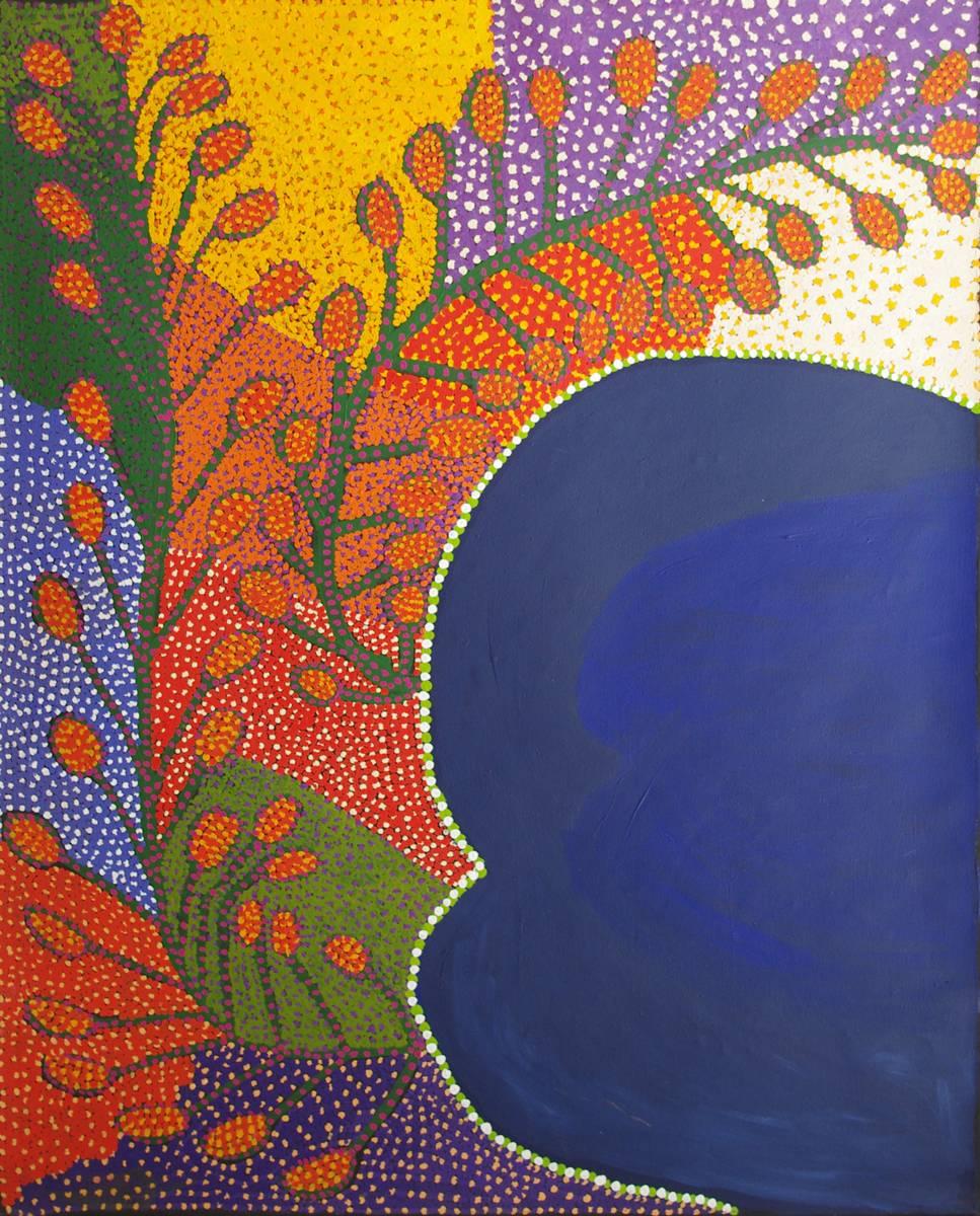 Ruby Williamson, Honey Grevillea contemporary abstract Australian Aboriginal Art - Painting by Ruby Tjangawa Williamson