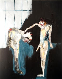 Authority. Political figurative oil painting about power, Holocaust related