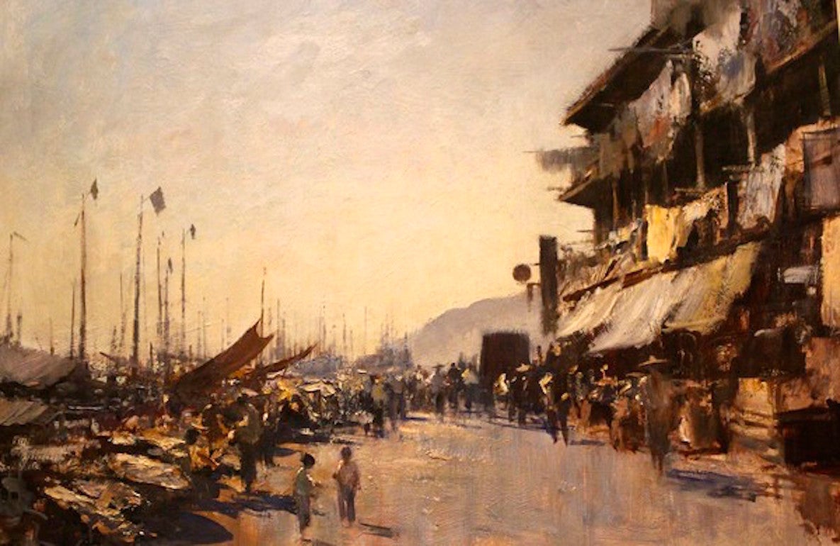 Edward Seago Landscape Painting - The Hong Kong Waterfront