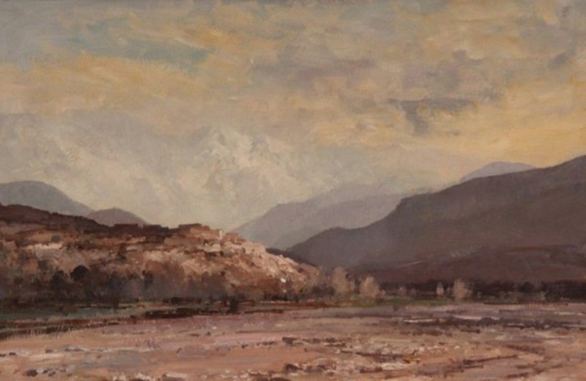 Edward Seago Landscape Painting - Riverbed In The Atlas Mountains