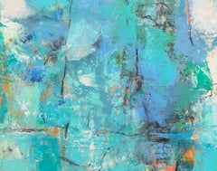 Turquoise Veil, Abstract Oil Painting