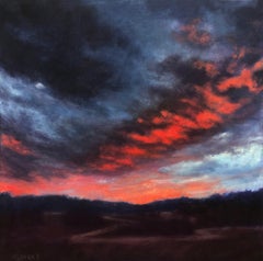 Twilight: Red Clouds, Plum Ground, Oil Painting