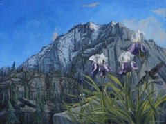Blue Air Irises, Oil Painting