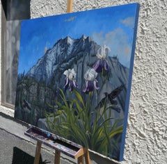 Blue Air Irises, Oil Painting