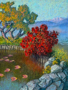 Sunset Garden, Rhododendron Reflection, Original Painting