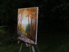 Tree Over River, Oil Painting