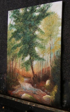Pine Tree by the Stream, Oil Painting