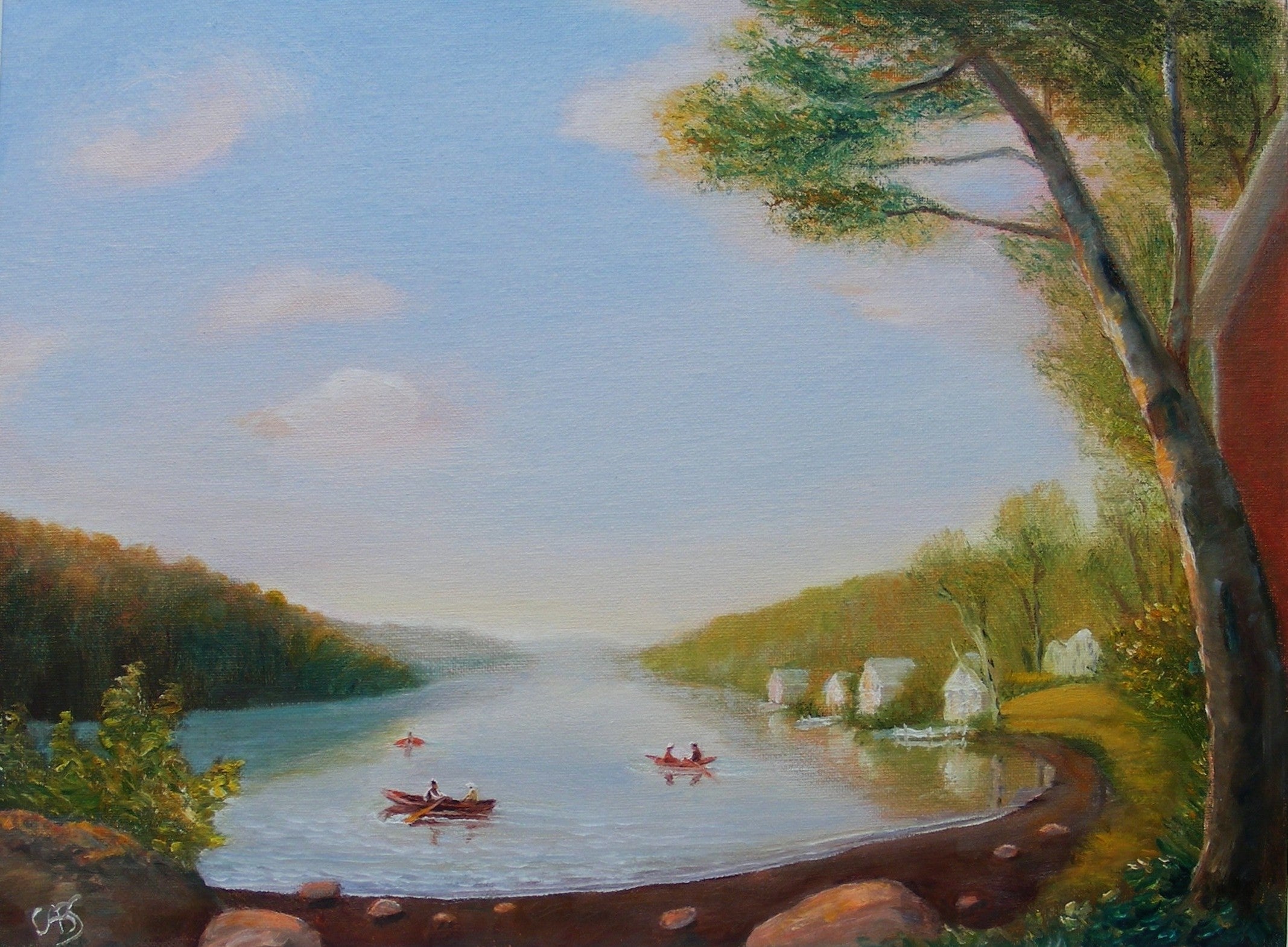 Carolyn Steward - Sunset Pond, Oil Painting For Sale at 1stDibs