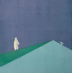 Orso polare, cactus, dipinto originale