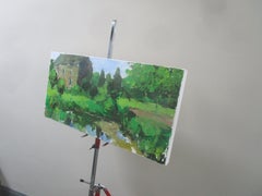 Casa con estanque, Francia, pintura original