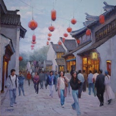 La vieille ville de Wuxi, peinture à l'huile