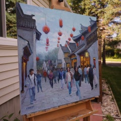Casco antiguo de Wuxi, pintura al óleo