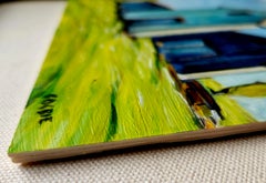 Capanno e fienile blu, Virginia radiosa, dipinto a olio