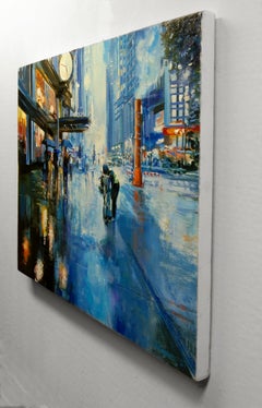 Hustle, Bustle, and Rain, Oil Painting