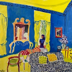Drawing Room with Flowers, Original Painting