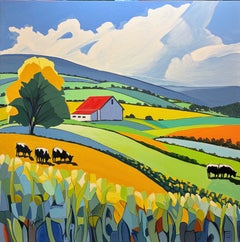 «Red Roof Rolling Hills», pintura original