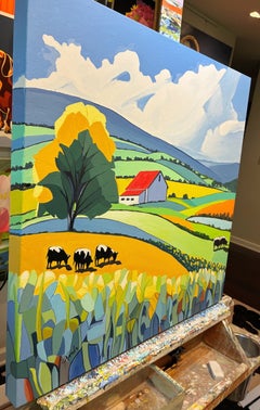«Red Roof Rolling Hills», pintura original