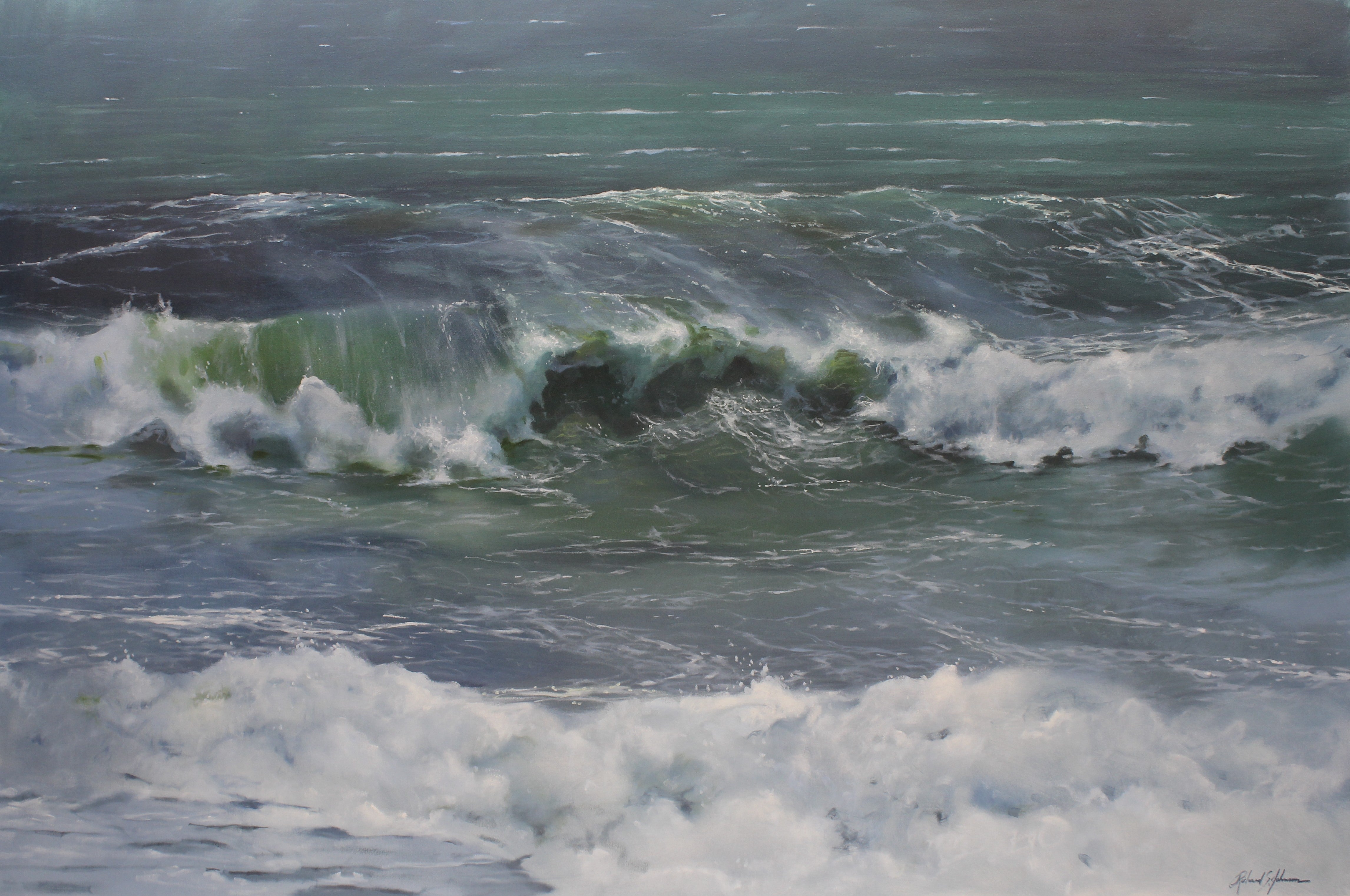 Richard Johnson Landscape Painting - The Breakers, Oil Painting