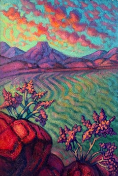 Puesta de sol en Abiquiu, Sombra en Pedernal, cuadro original