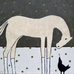 Oiseau chanteur, peinture à l'huile