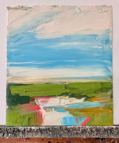 Vista de la tarde, pintura al óleo abstracta