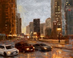 Un momento en Wacker Drive, pintura al óleo