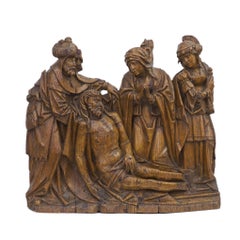 Gothic Flemish Oak Altarpiece of The Lamentation of Christ