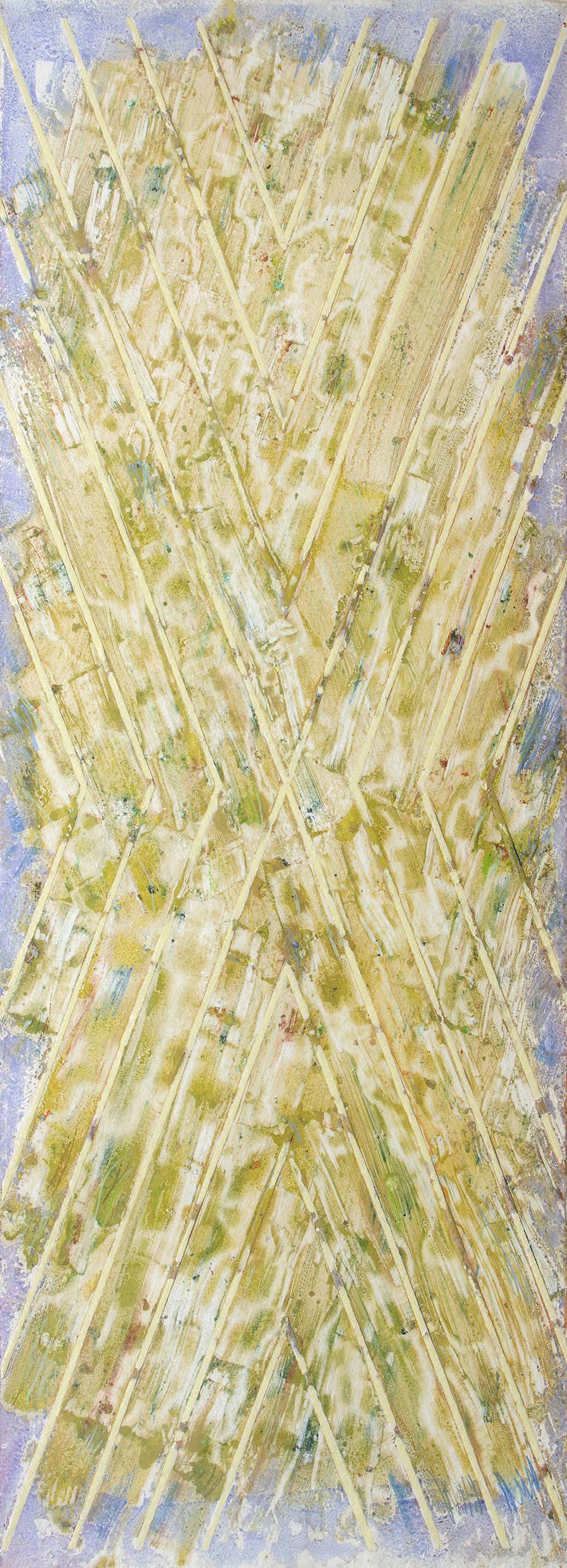 Winds 82-23 - Abstract Geometric Painted Monotype on Paper, 1982