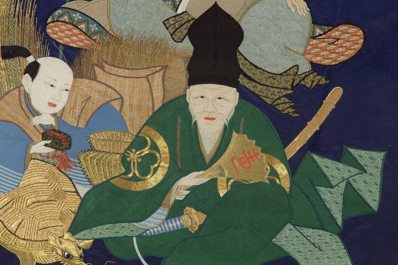 Trois vieux hommes japonais Fukusa en vente 1