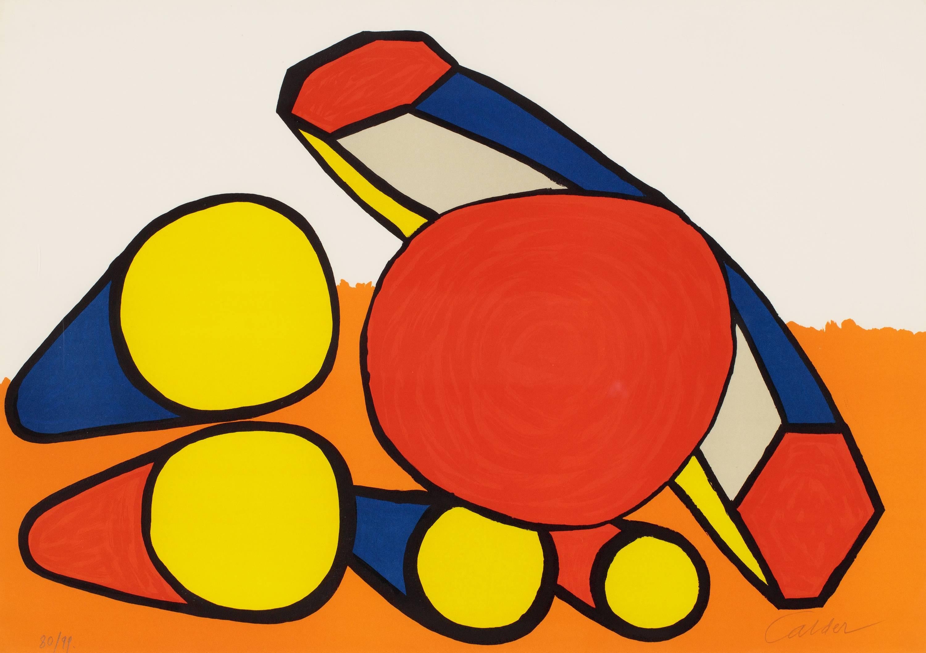Alexander Calder Abstract Print - Composition with Circles and Tubes