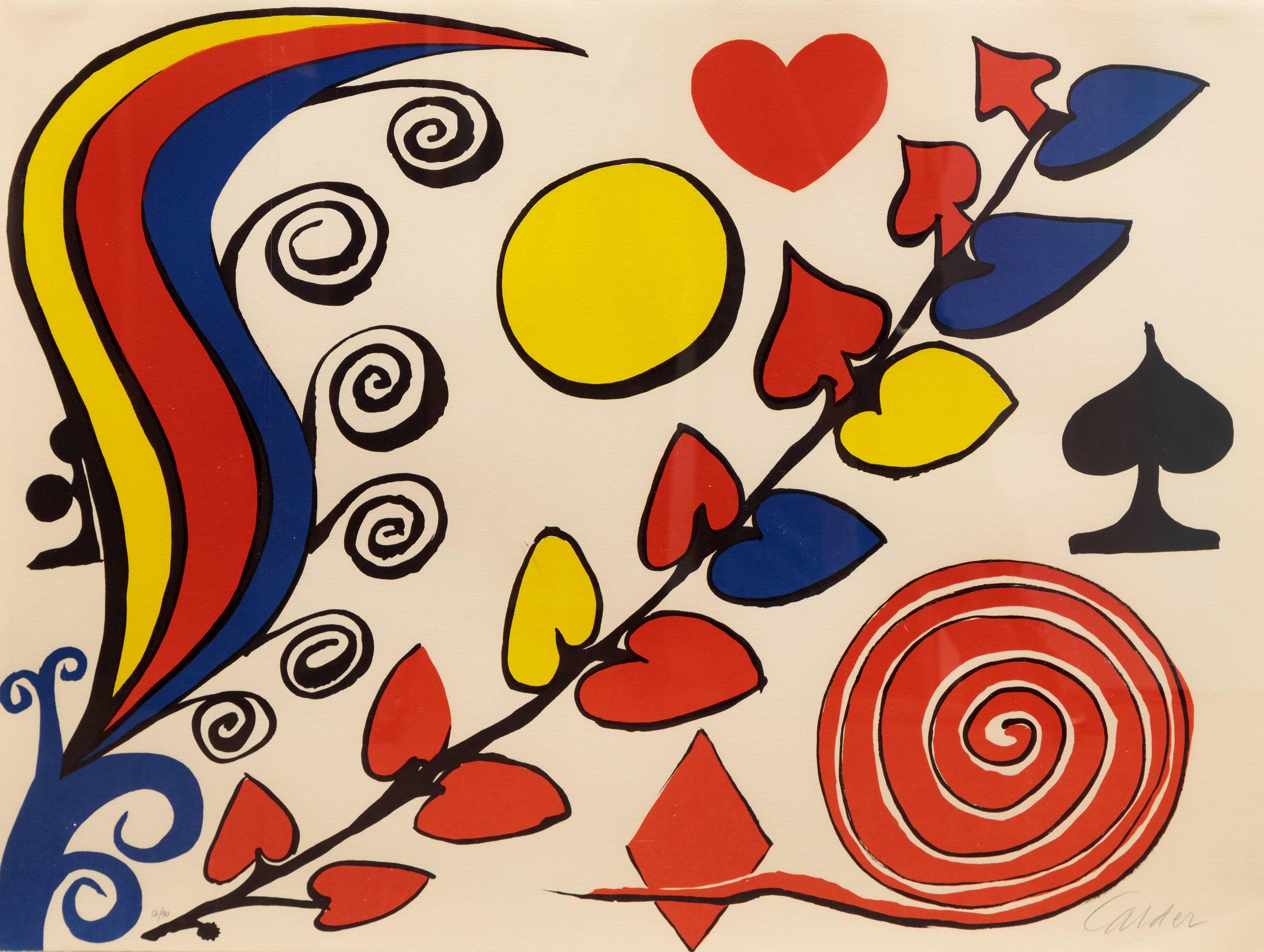 Alexander Calder Abstract Print - Les Fleurs - Untitled (Spades, Hearts, Diamonds, Clubs)