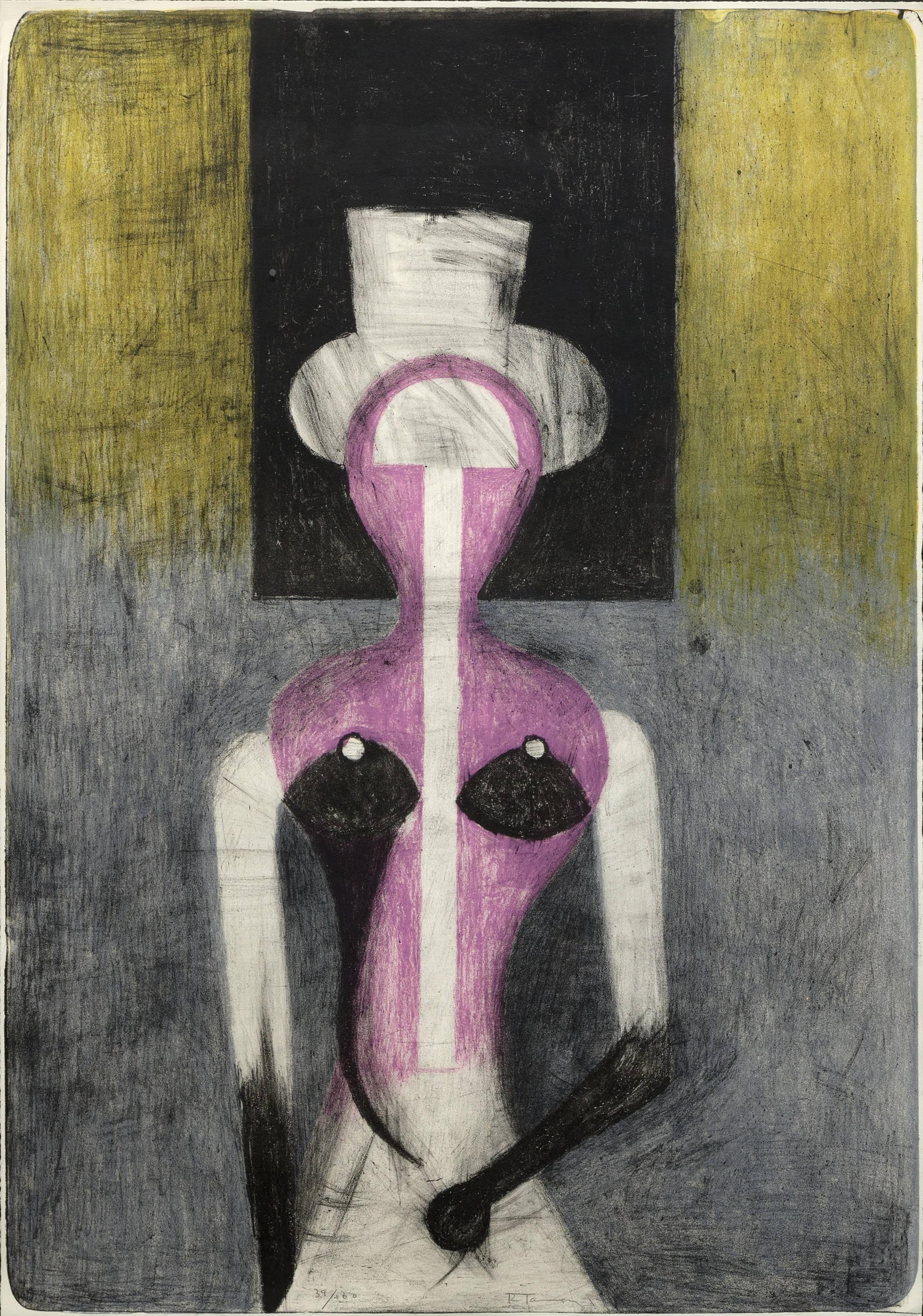 Rufino Tamayo Figurative Print - Mujer con Sombrero