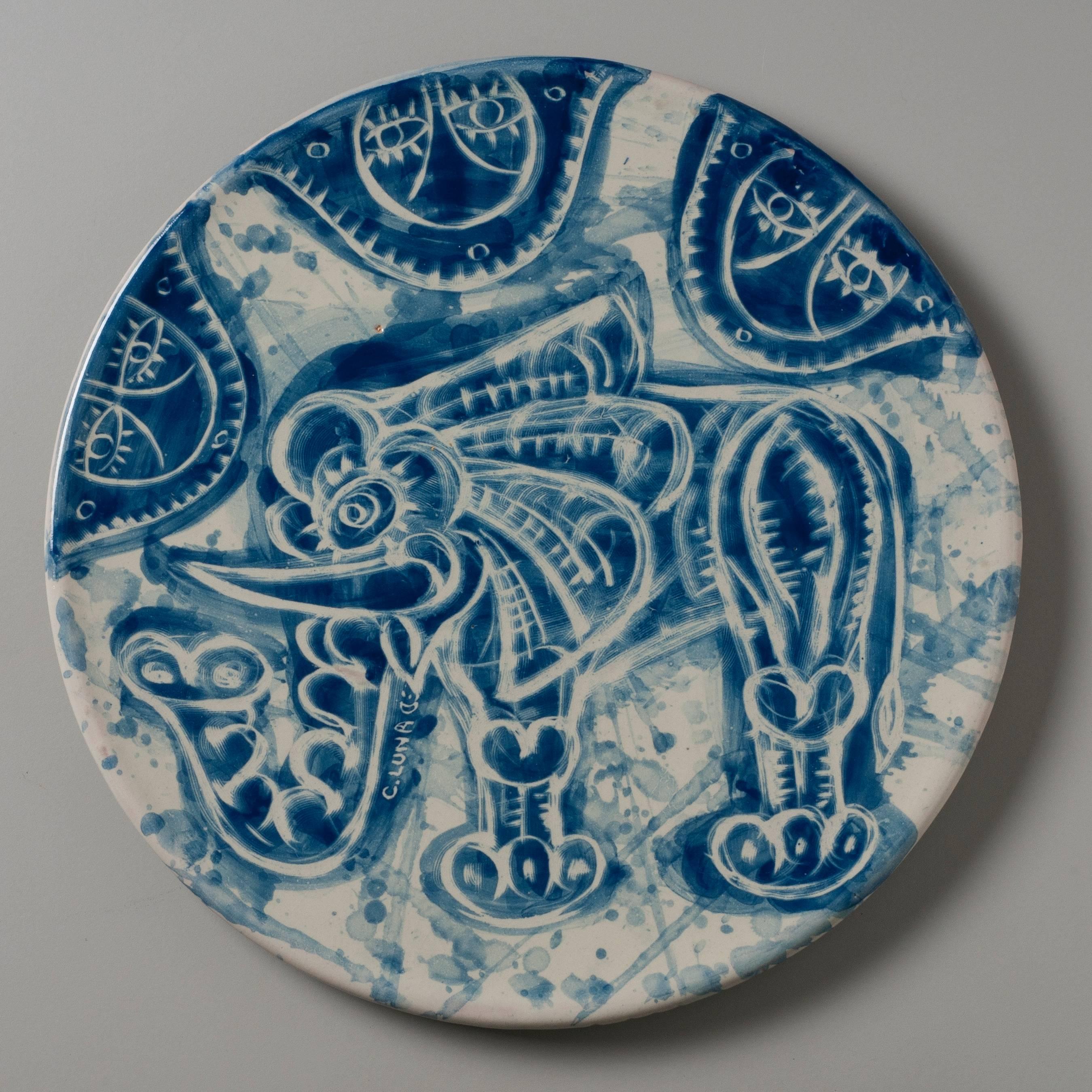 Carlos Luna Figurative Sculpture - Talavera Plate