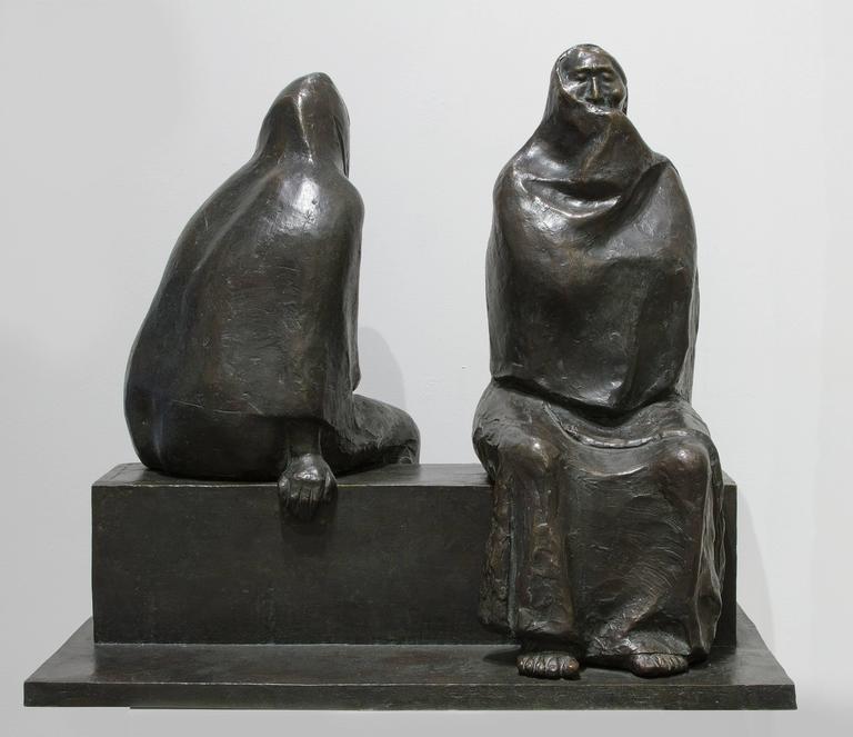 Francisco Zuniga Madre e Hija Sentadas, Bronze Sculpture For Sale at
