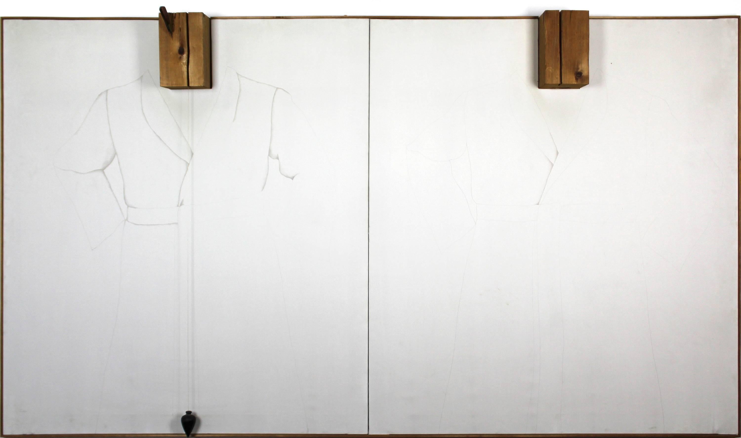 Abstract Painting Jim Dine - Robes à double pointe argentée