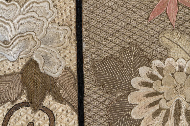 During the mid-19th century Japan was renowned for high quality silk production. This exceptionally maintained mid-19th century Japanese silk embroidery is testament to Japan’s expertise at this time. Most likely commissioned by the Chinese to be