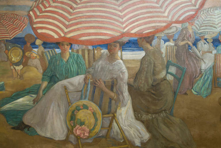 Après-midi à la plage - Impressionnisme américain Painting par Frederick Carl Frieseke