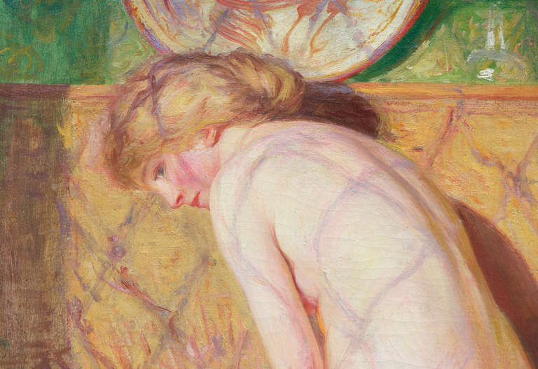 Soleil & Lumière du feu - Painting de Guy Rose